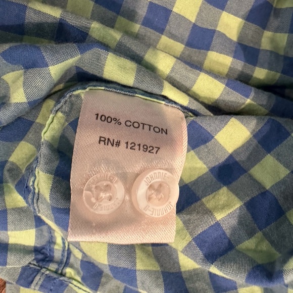 Johnnie-O Boys 6 Blue and Yellow Checkered Button Down Shirt - Picture 4 of 5